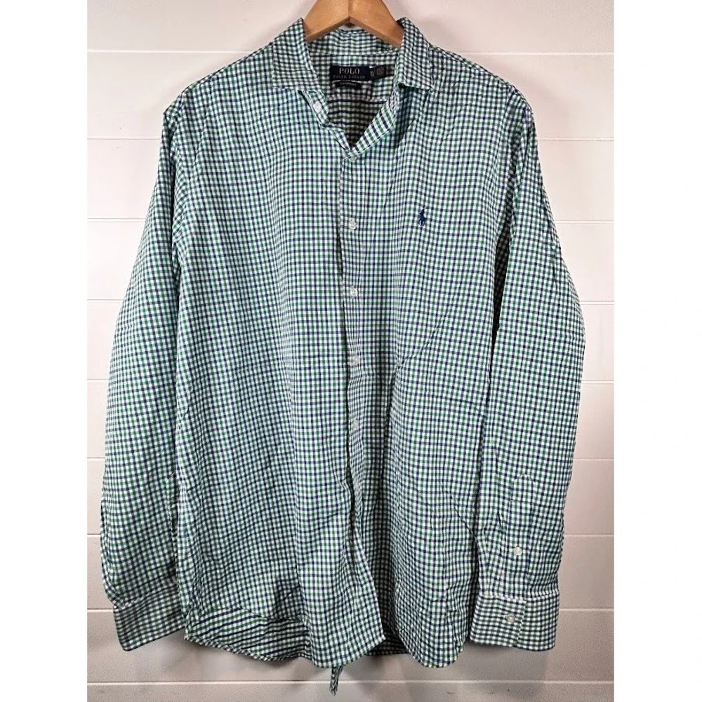 Polo Ralph Lauren Gingham Check Performance Long Sleeve Button Down Shirt XL